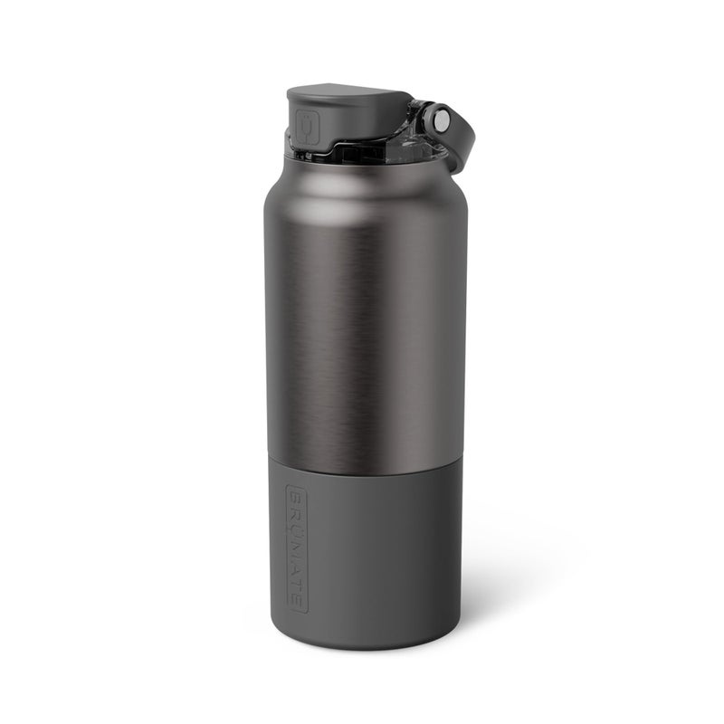 BrÃ¼Mate Rise 35oz Water Bottle With Covered Silicone Straw | 100% Leakproof Insulated Water Bottle | Soft Sip Silicone Spout | Made of Stainless Steel | 35oz (Black Stainless) - Image 1