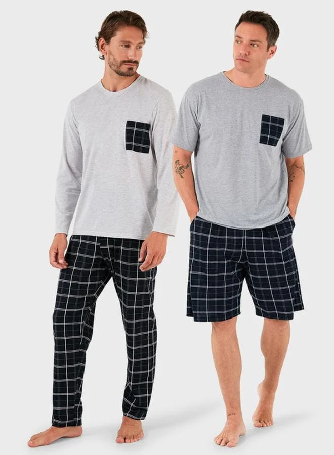 Buratti Cotton Regular Fit Checkered 2-Pack Pajama Set Men's Pajama Set 657200120S2