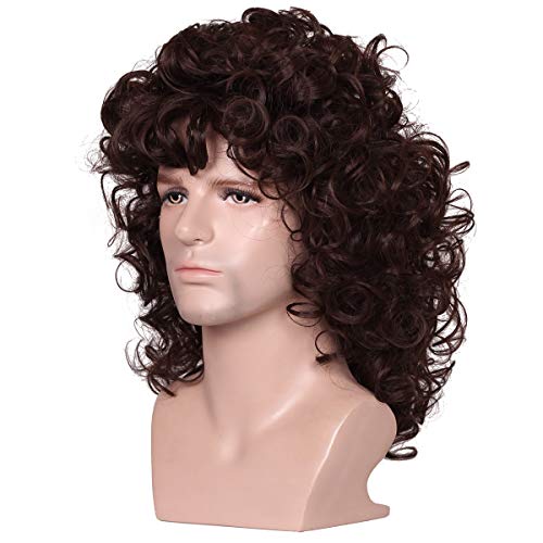ColorGround Mens 80s Natural Curly Brown Party Cosplay Daily Wig - Image 2
