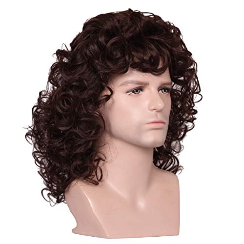 ColorGround Mens 80s Natural Curly Brown Party Cosplay Daily Wig - Image 4
