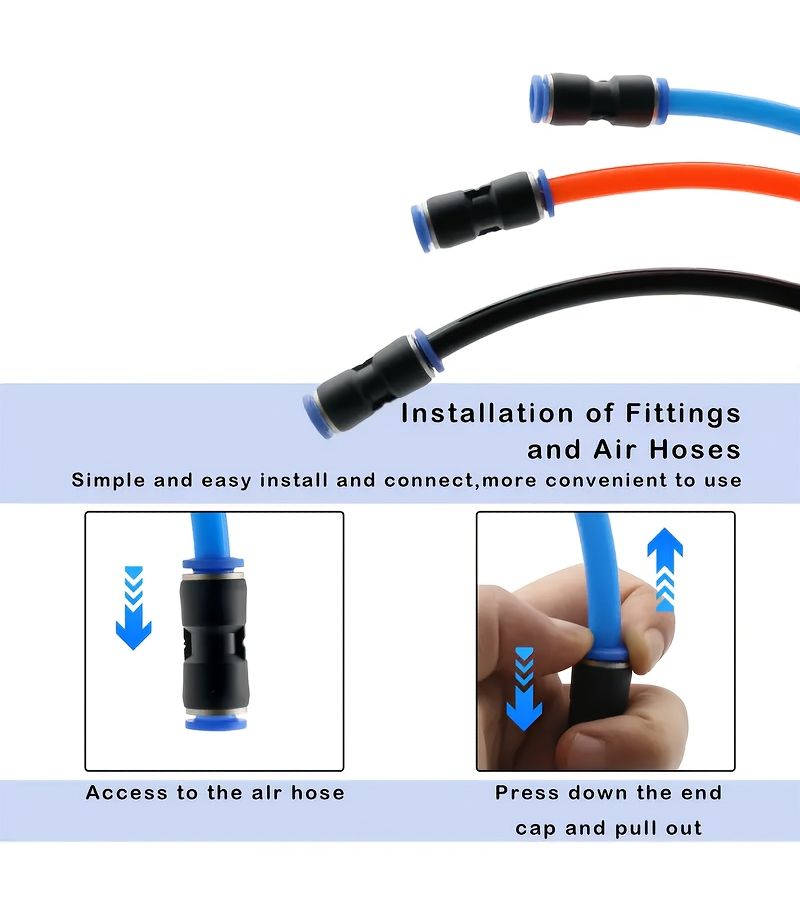 5pcs Push to Connect Air Hose Fittings 14mm Universal Plastic Locking Connectors - Image 3