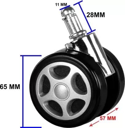 NGFC - SITTING ENVIRONMENT SOLUTIONS NGFC Heavy Duty Alloy PIN Twin Caster Wheels for Office Revolving Chairs Smooth Rolling Durable Replacement AlloyWheels for Swivel Furniture Office Chairs alloy wheel for office chair 10 - Image 2