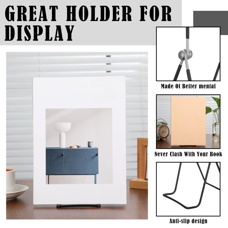 Memorywuu 6 Pack 9.17 Inch Large Metal Book Stand for Display Adjustable Display Holder Easel Collector Stand for Home Office Back to School Books Frames Comic Plates Album CD Magazine - Image 3
