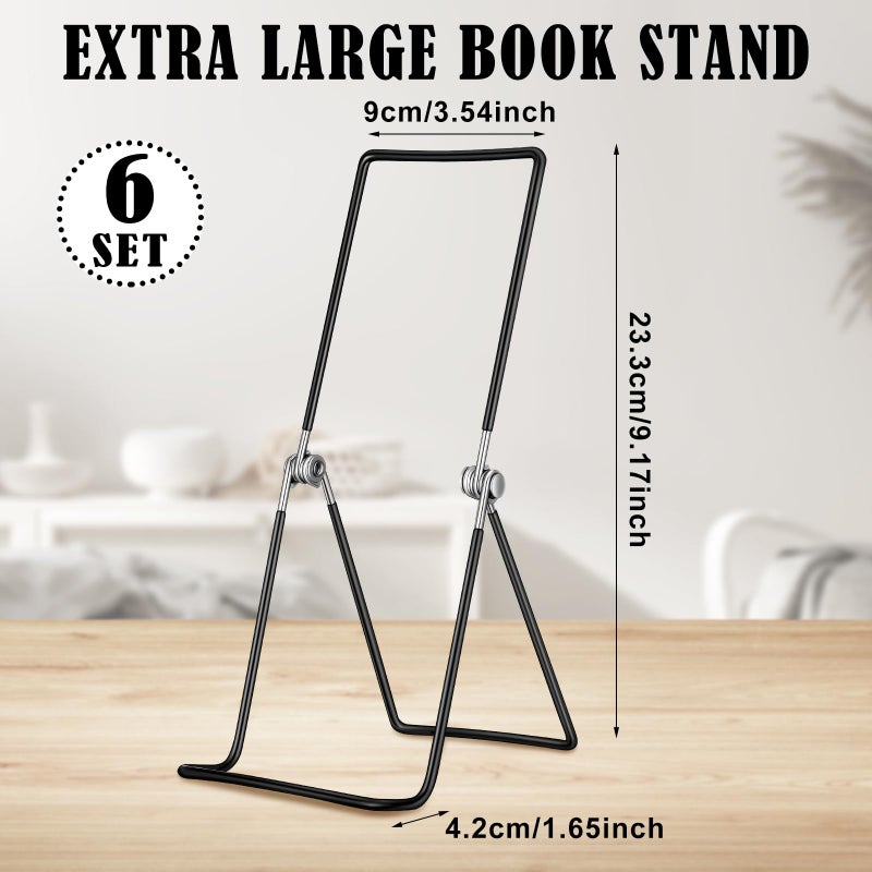 Memorywuu 6 Pack 9.17 Inch Large Metal Book Stand for Display Adjustable Display Holder Easel Collector Stand for Home Office Back to School Books Frames Comic Plates Album CD Magazine - Image 2