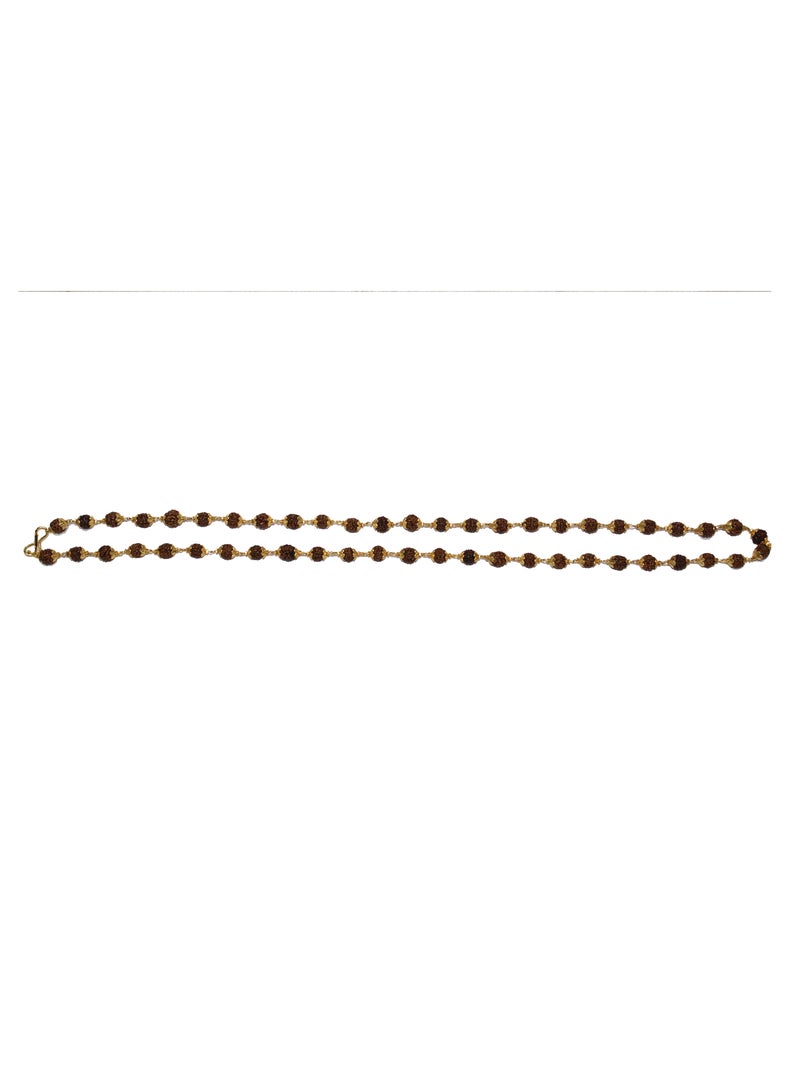 Natural Rudraksha 54 Beads Mala With Double Side Coated Gold Cap | For Good Luck And Meditation  - Image 2