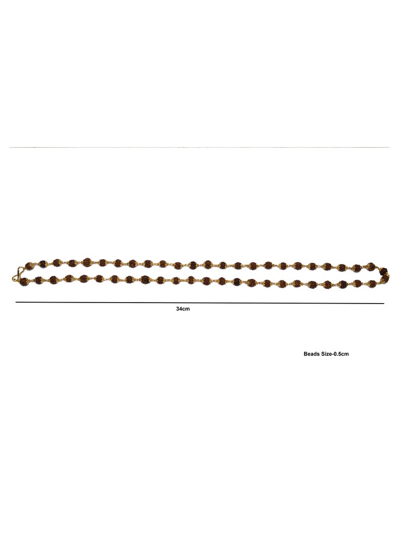 Natural Rudraksha 54 Beads Mala With Double Side Coated Gold Cap | For Good Luck And Meditation  - Image 3
