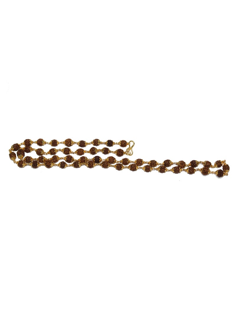 Natural Rudraksha 54 Beads Mala With Double Side Coated Gold Cap | For Good Luck And Meditation  - Image 4
