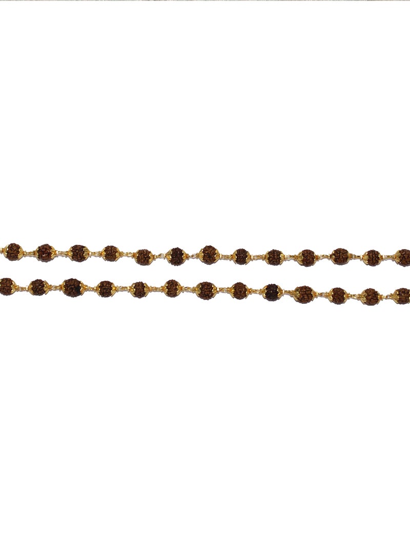 Natural Rudraksha 54 Beads Mala With Double Side Coated Gold Cap | For Good Luck And Meditation  - Image 5