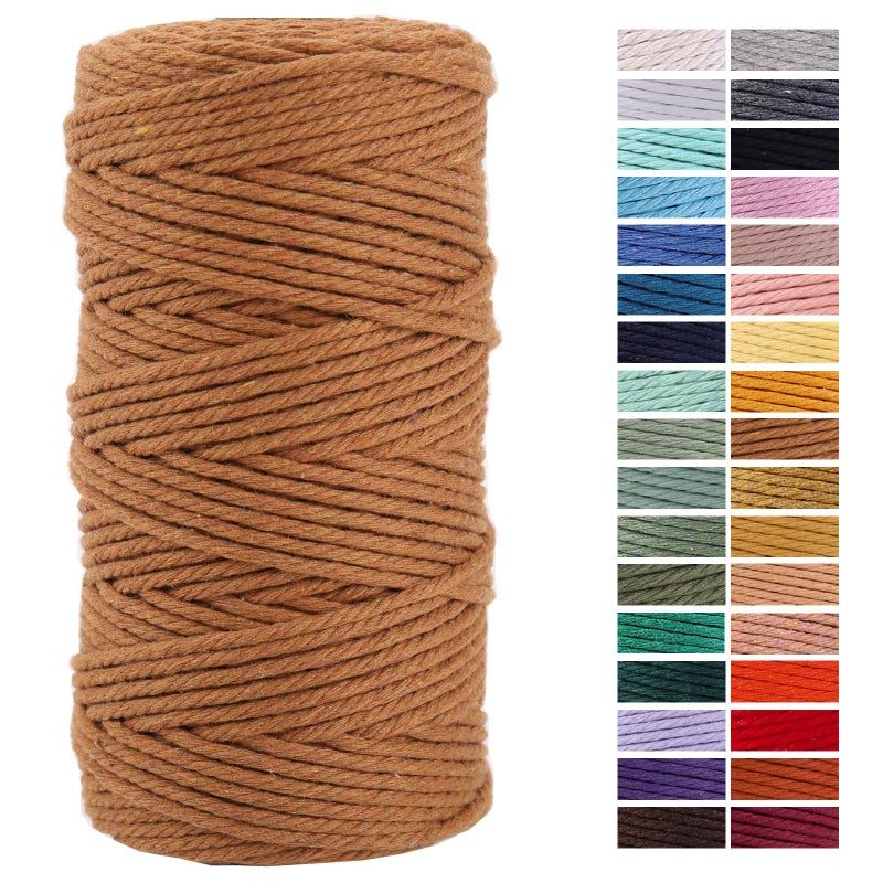 Caramel Macrame Cord 3mm x 109YardsColored Cotton Rope Craft Cord Colorful Cotton Cord Twine for Wall Hanging Plant Hangers Crafts Knitting Decorative Projects