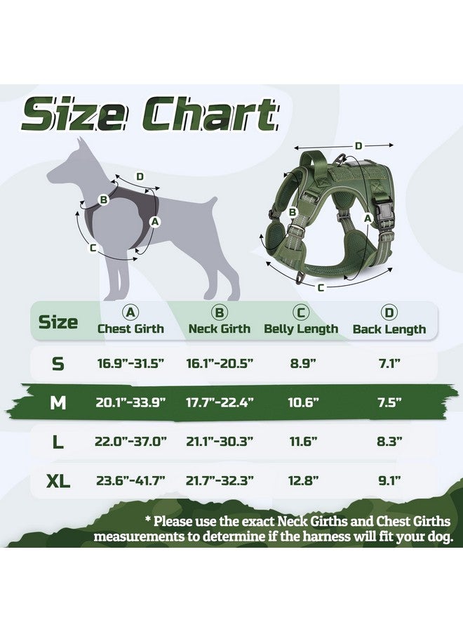 رابيتجو حزام كلب تكتيكي من rabbitgoo، حزام كلب عسكري بدون سحب مع مقبض وحزام مولي، سترة تدريب الكلاب سهلة التحكم أثناء المشي، حزام تكتيكي عاكس قابل للتعديل للحيوانات الأليفة، أخضر، مقاس M - Image 3