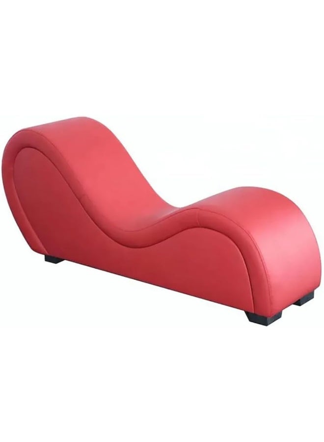 Poppins HOME S-Shape Love Sofa Modern Loveseats Yoga Chaise lounge (Red) - Image 1