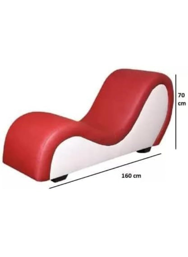 Poppins HOME S-Shape Love Sofa Modern Loveseats Yoga Chaise lounge (Red) - Image 2
