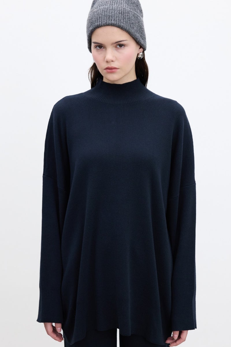Manuka Oversized High Neck Sweater Navy Blue  - Image 2