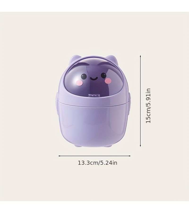 Yellow Desktop Mini Flip Top Trash Can With Lid For Office Pen Holder - Image 2