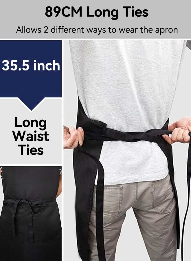 Tersely [2 Pack] Apron,Adjustable Bib Chef Apron Cooking Apron Waterdrop Resistant with 2 Pockets Cooking Kitchen Aprons for Women Men Chef(Black+Black) - Image 3