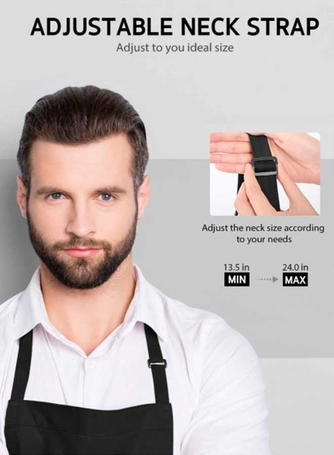 Tersely [2 Pack] Apron,Adjustable Bib Chef Apron Cooking Apron Waterdrop Resistant with 2 Pockets Cooking Kitchen Aprons for Women Men Chef(Black+Black) - Image 5