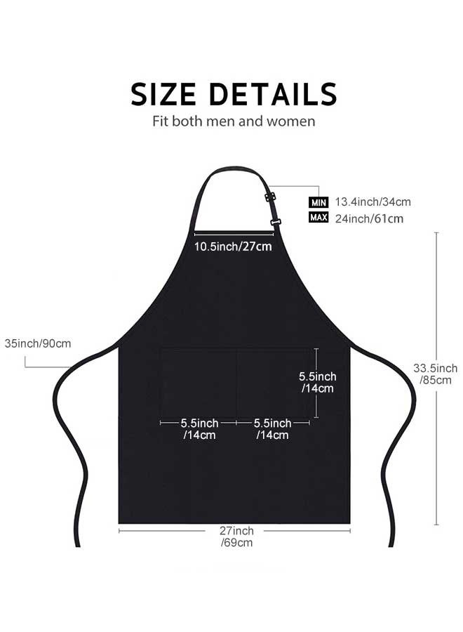 Tersely [2 Pack] Apron,Adjustable Bib Chef Apron Cooking Apron Waterdrop Resistant with 2 Pockets Cooking Kitchen Aprons for Women Men Chef(Black+Black) - Image 2