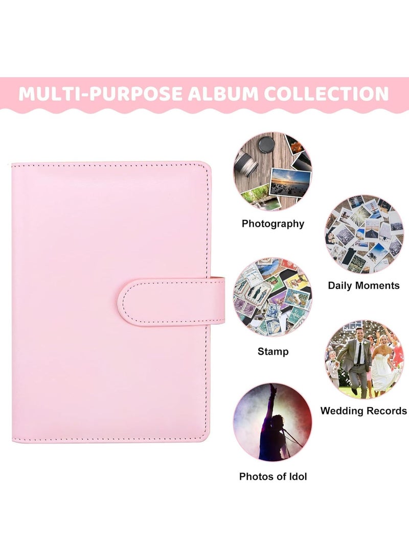 BIGTHREE A5 Trading Card Binder Album – PU Leather Organizer with Magnetic Closure, 6-Ring Design & 5 Card Protectors for Collectors (Elegant Pink) - Image 5