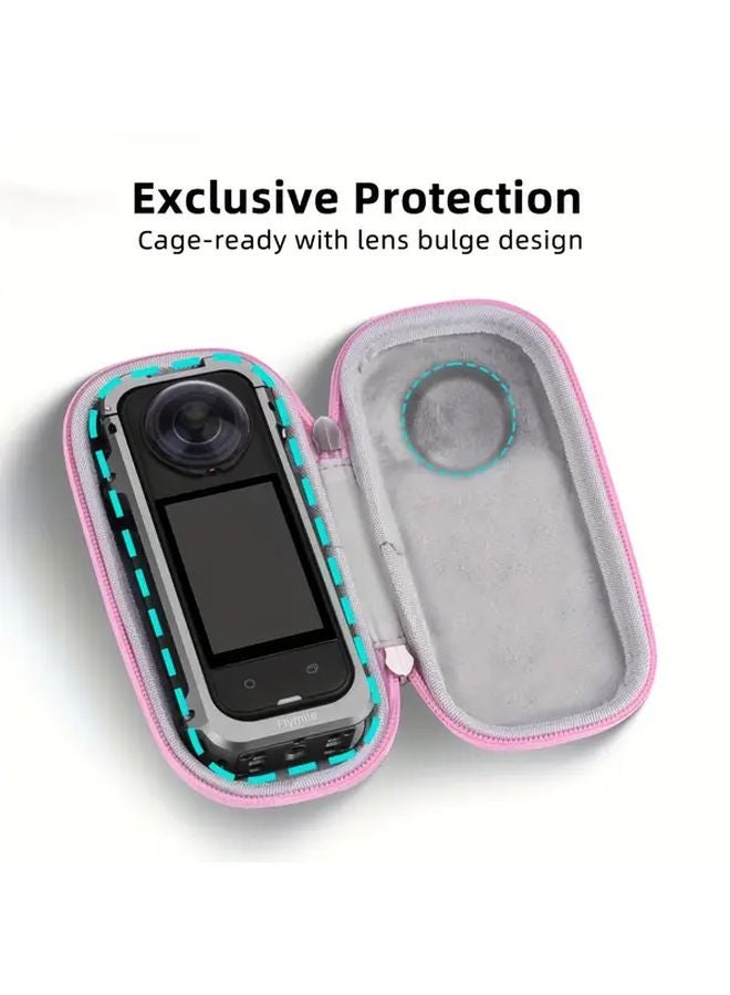 Insta 360 X5 X4 Mini حافظة واقية بقشرة صلبة أزرق فاتط متينة بمادة PU حلقة توصيل - Image 3