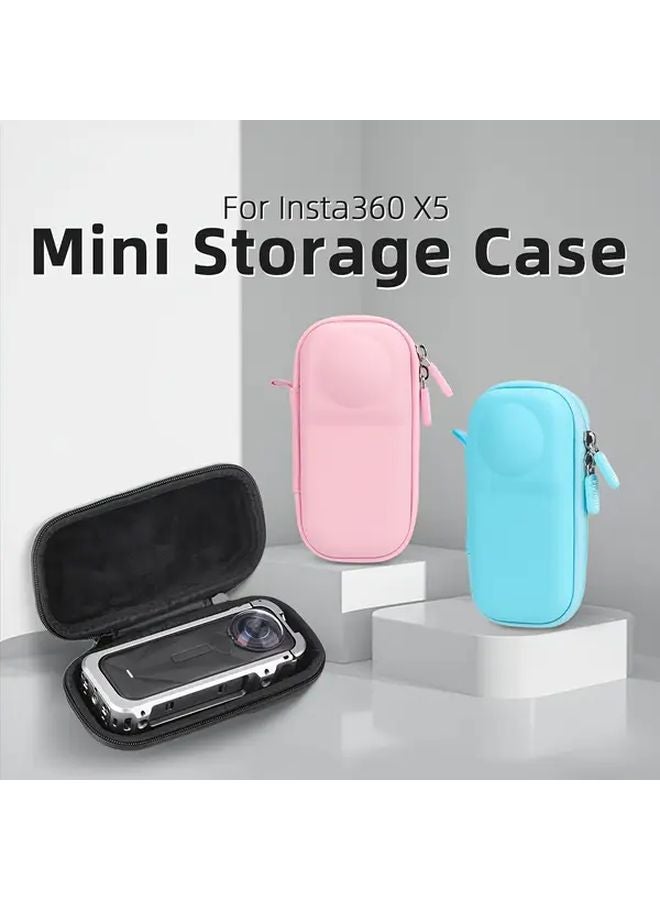 Insta 360 X5 X4 Mini حافظة واقية بقشرة صلبة أزرق فاتط متينة بمادة PU حلقة توصيل - Image 2