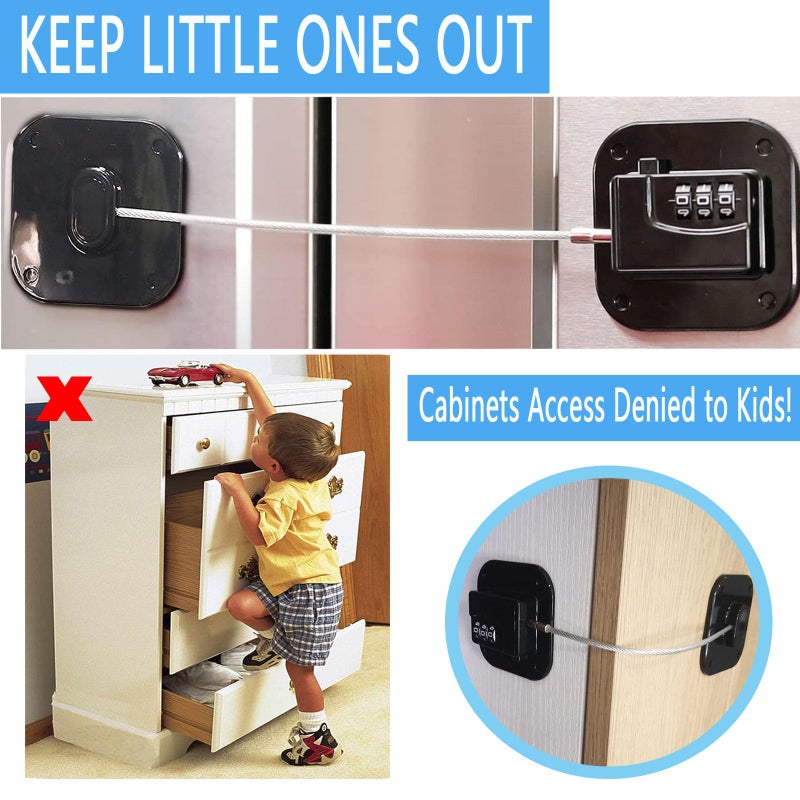 YEYA Upgraded Refrigerator Door Lock with Combination for Adults, Lock for Fridge, Freezer, File Cabinets, Desk Drawers, Locker, Child Safety Latch, Easy Install No Drlling 2 Pack - Image 5