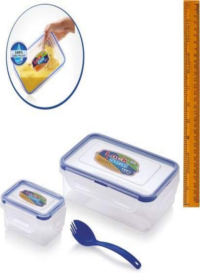 SKi Homeware علبة غداء SKi Lock & Seal مستطيلة الشكل، سعة 800 مل و550 مل، طقم علبة غداء مع حاويات صغيرة (شفافة) - Image 4