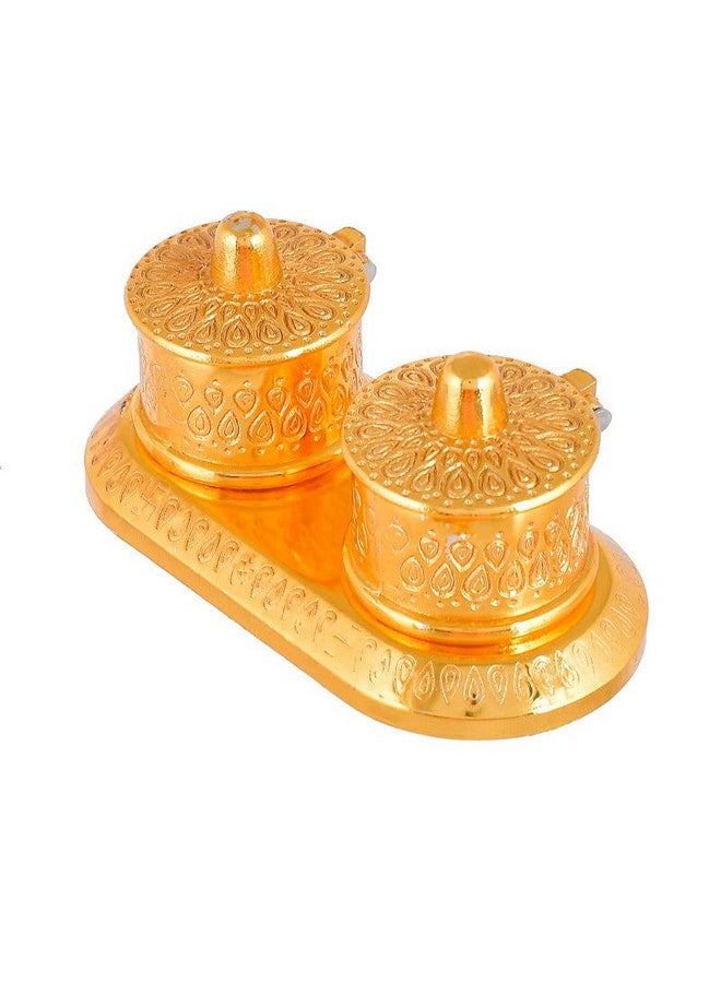 JAIPUR ACE JAIPUR ACE Golden Metal Kumkum Holder/Kumkum Box for Gifting,Pooja, Thali, Mandir, Home, Temple, Gifting Golden Kumkum Box with Laxmi Maa (Round Kumkum) - Image 3