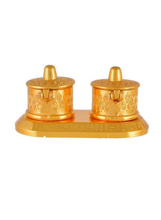 JAIPUR ACE JAIPUR ACE Golden Metal Kumkum Holder/Kumkum Box for Gifting,Pooja, Thali, Mandir, Home, Temple, Gifting Golden Kumkum Box with Laxmi Maa (Round Kumkum) - Image 5