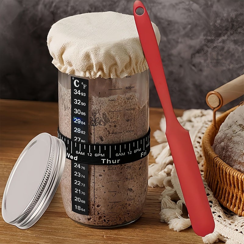 Glass Jar Yeast Kit 24oz with Scraper Thermometer Lid for Bread Fermentation - Image 5