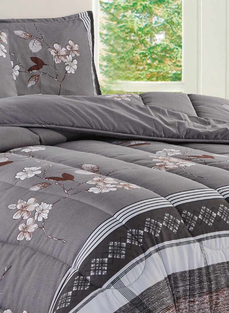 Moon Bed In A Bag Medium Filling King Size Comforter Set, 10 Pcs Floral Bedding Set Size 220 X 240 Cm with Comforter, Quilted Bed Skirt, Pillowcases, Cushion & Bedroom Slipper, Multicolor  - Image 4