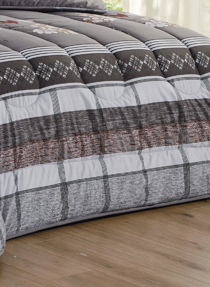 Moon Bed In A Bag Medium Filling King Size Comforter Set, 10 Pcs Floral Bedding Set Size 220 X 240 Cm with Comforter, Quilted Bed Skirt, Pillowcases, Cushion & Bedroom Slipper, Multicolor  - Image 5