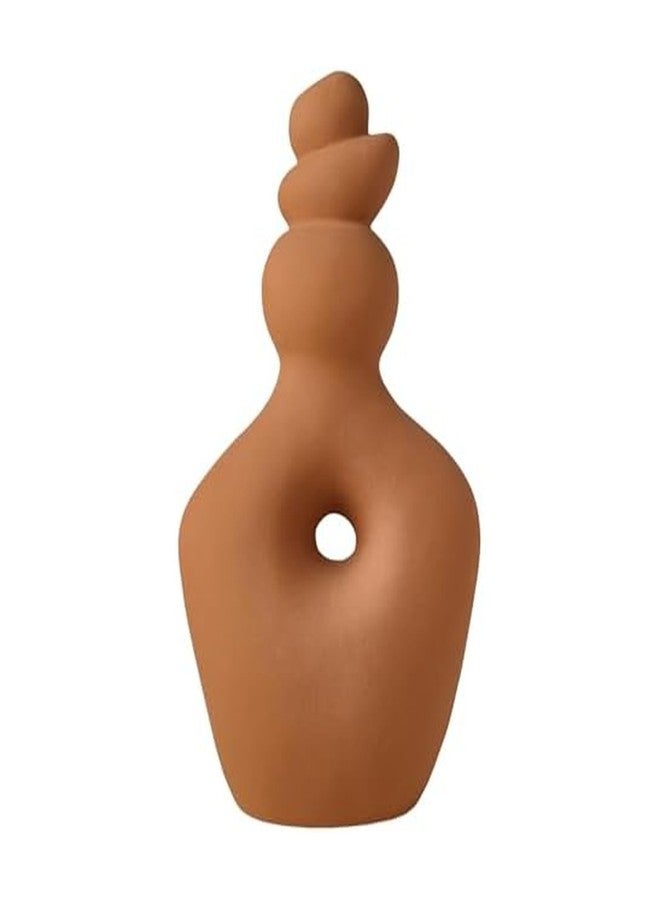 Elements Teracotta Twist Textured Stoneware Ceramic Vase, 7.48x4.41x13.39 Inch - Image 1