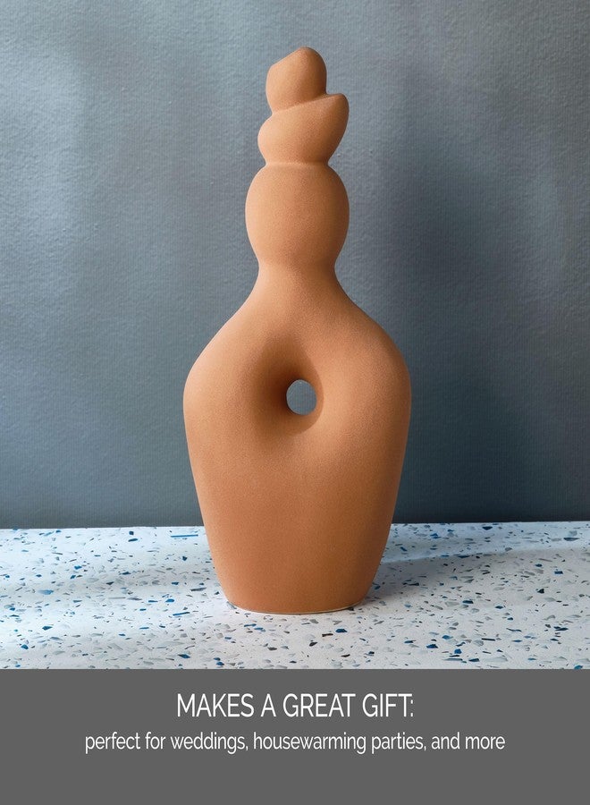 Elements Teracotta Twist Textured Stoneware Ceramic Vase, 7.48x4.41x13.39 Inch - Image 4