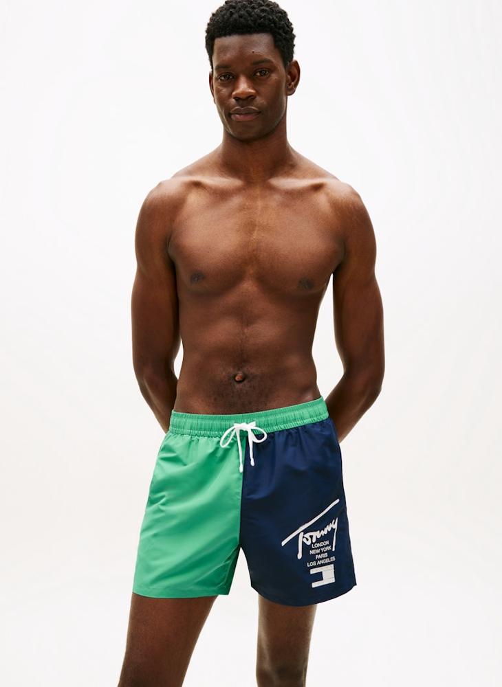 TOMMY HILFIGER Colour-Blocked Mid Length Swim Shorts - Image 1