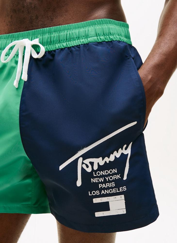 TOMMY HILFIGER Colour-Blocked Mid Length Swim Shorts - Image 3