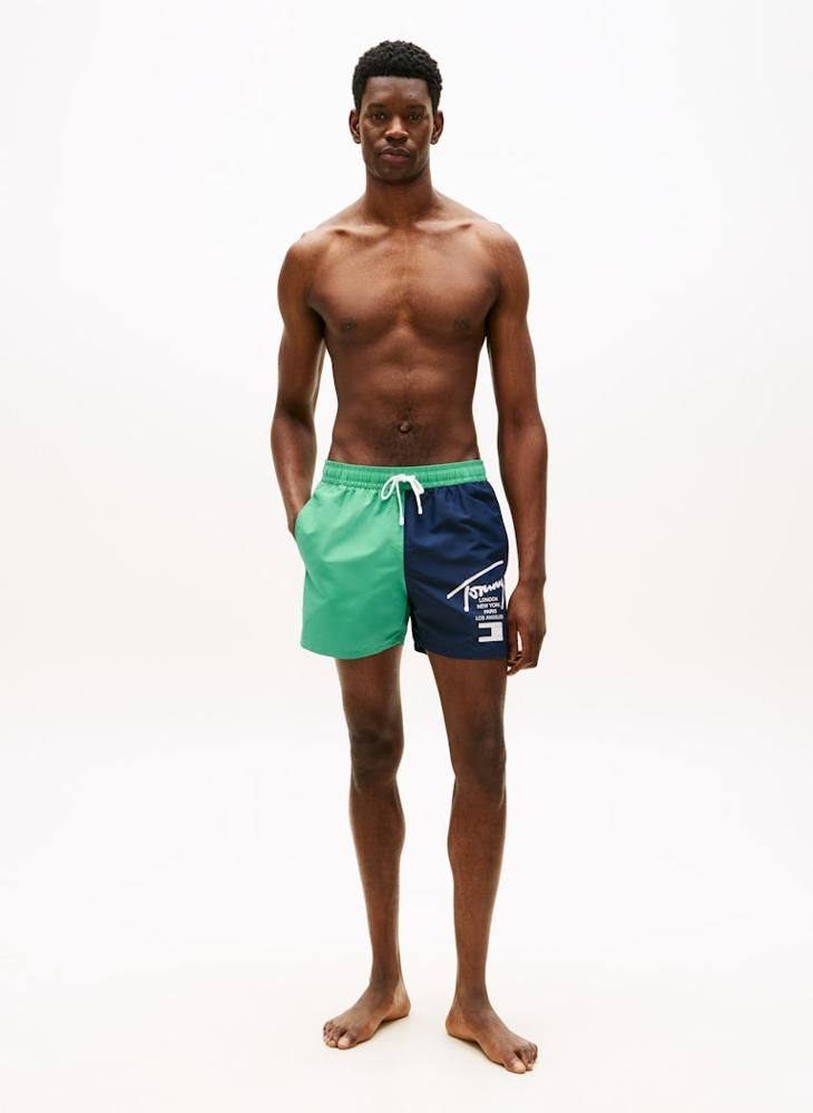 TOMMY HILFIGER Colour-Blocked Mid Length Swim Shorts - Image 4
