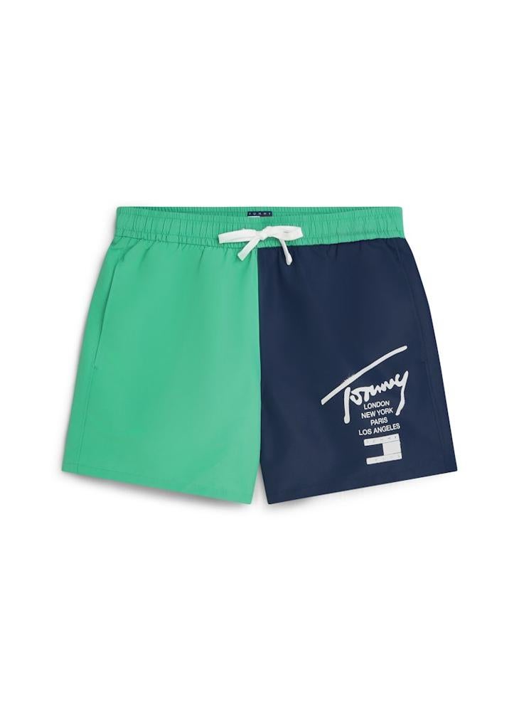 TOMMY HILFIGER Colour-Blocked Mid Length Swim Shorts - Image 5