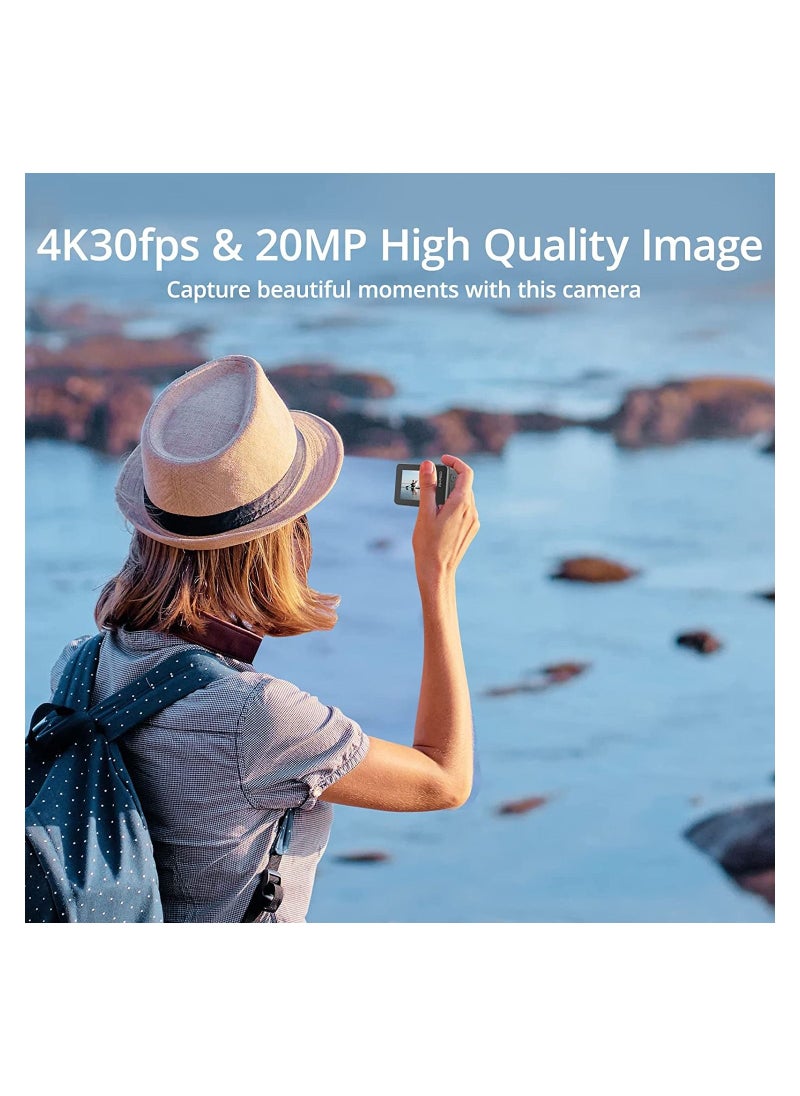 أكاسو - كاميرا حركة بريف 7  4K30FPS، شاشة لمس، 20MP، مقاومة للماء IPX8 على بعد 33 قدم، خاصية تكبير الصورة، مثبت صورة الكتروني EIS 2.0، دعم ميكروفون خارجي، تحكم عن بعد، واي فاي، بطاريتين 1350mAh - Image 1