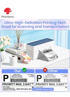 phomemo 241-BT Bluetooth Thermal Label Printer, 4X6" Wireless Shipping Label Printer for Small Business, Label Printer for Shipping Packages, Compatible with iPhone, Android (Dark Blue)  - Image 3