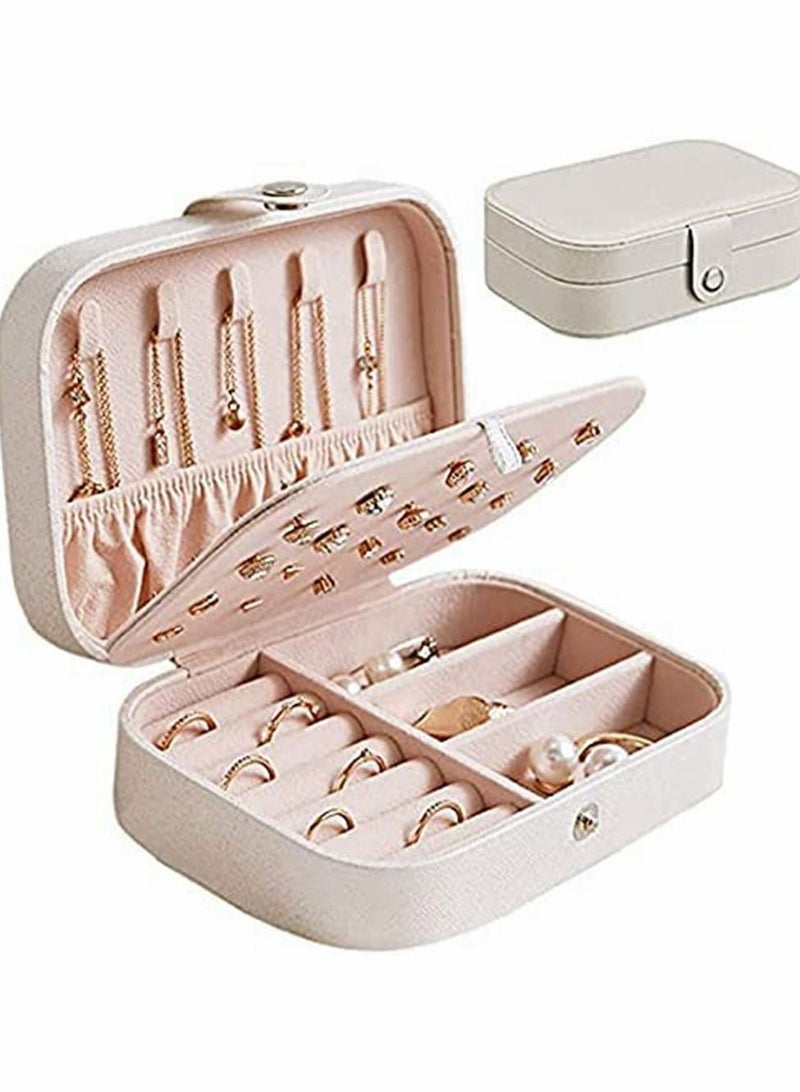 HomarKet Travel Jewelry Box, PU Leather Small Jewelry Organizer for Women Girls, Double Layer Portable Mini Travel Case Display Storage Holder Boxes for Stud Earrings, Rings, Necklaces, Bracelets  - Image 1