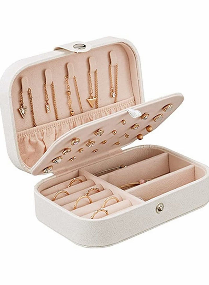 HomarKet Travel Jewelry Box, PU Leather Small Jewelry Organizer for Women Girls, Double Layer Portable Mini Travel Case Display Storage Holder Boxes for Stud Earrings, Rings, Necklaces, Bracelets  - Image 5