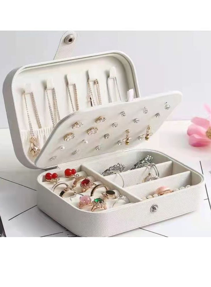 HomarKet Travel Jewelry Box, PU Leather Small Jewelry Organizer for Women Girls, Double Layer Portable Mini Travel Case Display Storage Holder Boxes for Stud Earrings, Rings, Necklaces, Bracelets  - Image 2