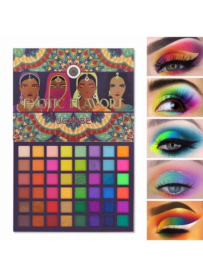 يوكانبي مجموعة مكياج ظلال العيون النيون من UCANBE EXOTIC FLAVORS - 48 لونًا عالي الصبغة - مجموعة هدايا ظلال العيون اللامعة غير اللامعة بألوان قوس قزح - Image 1
