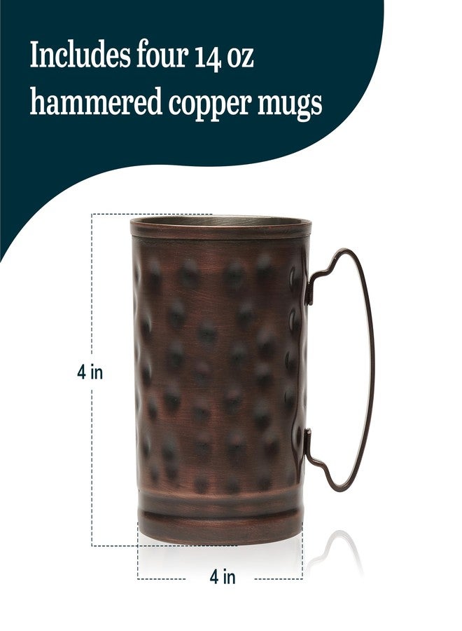 Libbey 14 Ounce Moscow Mule Mugs with Handle, Hammered Finish Moscow Mule Cups Set of 4 , Copper Cups for Drinking Iced tea, Water and More - Image 3