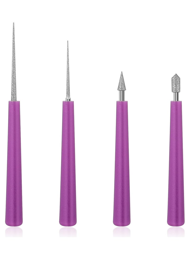 SUNSAR 4 Pieces Diamond Tip Bead Reamer, Bead Hole Enlargement Tool Bead Reamer with Plastic Handle for Jewelry Making Bead Hole Enlargement Tool Glass Plastic Metal Wood Beads, Remove Burrs, Enlarge Holes - Image 1