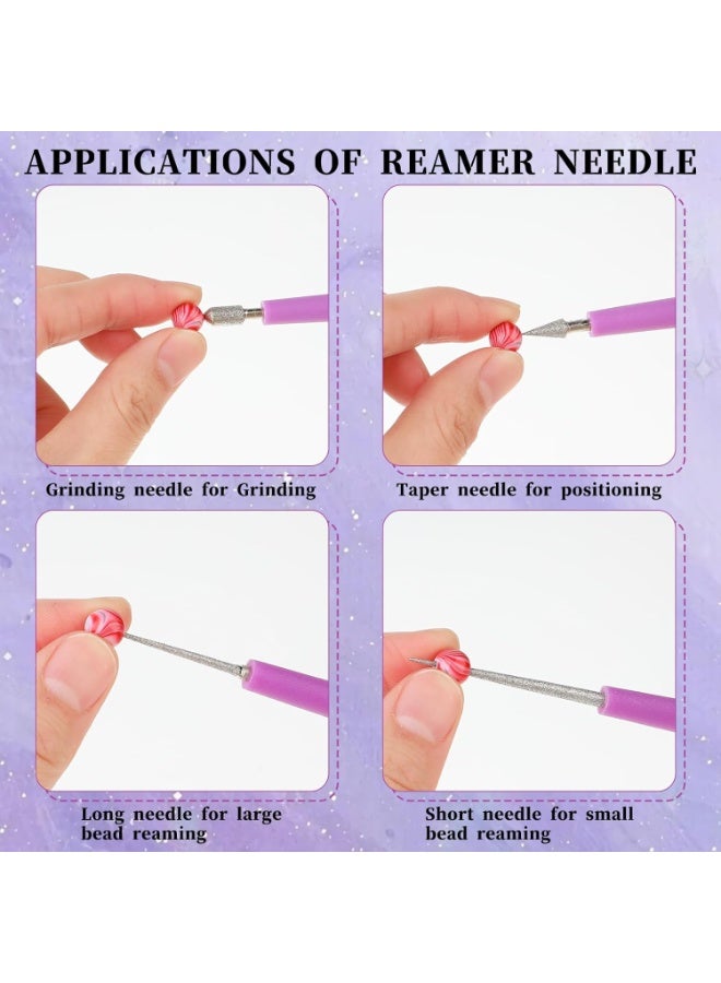 SUNSAR 4 Pieces Diamond Tip Bead Reamer, Bead Hole Enlargement Tool Bead Reamer with Plastic Handle for Jewelry Making Bead Hole Enlargement Tool Glass Plastic Metal Wood Beads, Remove Burrs, Enlarge Holes - Image 4