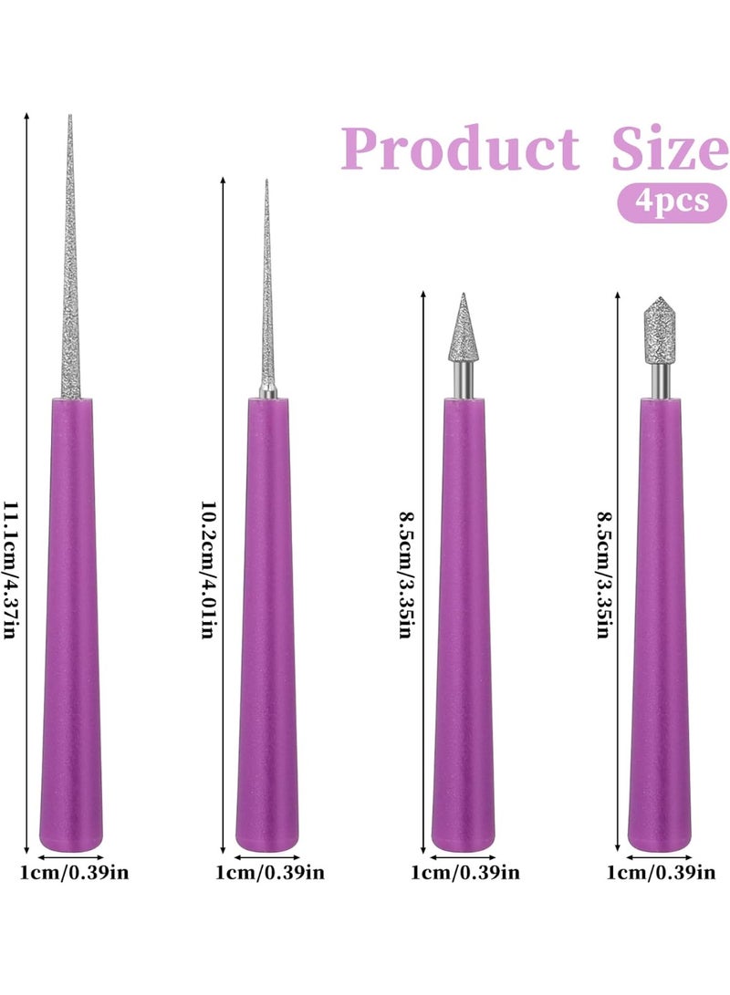 SUNSAR 4 Pieces Diamond Tip Bead Reamer, Bead Hole Enlargement Tool Bead Reamer with Plastic Handle for Jewelry Making Bead Hole Enlargement Tool Glass Plastic Metal Wood Beads, Remove Burrs, Enlarge Holes - Image 2
