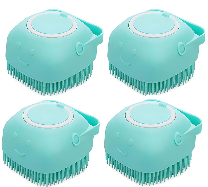 ESSELKAY Pet Shampoo Brush, Silicone Massage Rubber Bath Comb With Shampoo Storage For Dog & Cat Grooming Tool Pack of 1 (Medium, 4, count) - Image 1