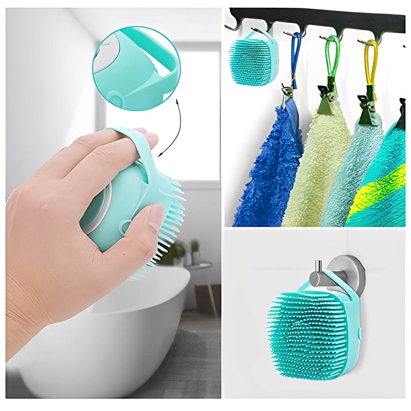 ESSELKAY Pet Shampoo Brush, Silicone Massage Rubber Bath Comb With Shampoo Storage For Dog & Cat Grooming Tool Pack of 1 (Medium, 4, count) - Image 5