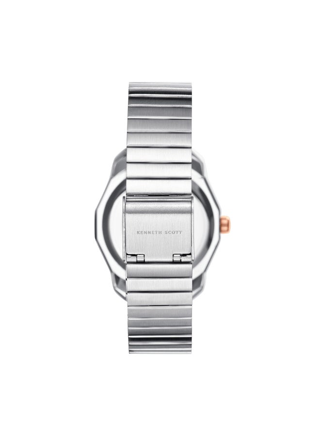 KENNETH SCOTT Women's Watch, Analog Display and Stainless Steel Strap - K24505-KBKP, Silver  - Image 3